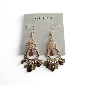 Van Heusen Gold and Brown Teardrop Earrings